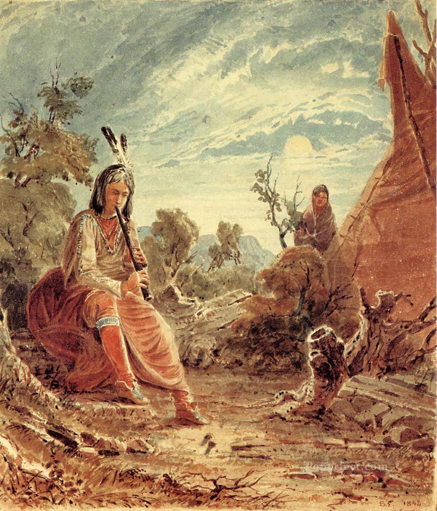 Seth Eastman xx Indiens au camp Peintures à l'huile